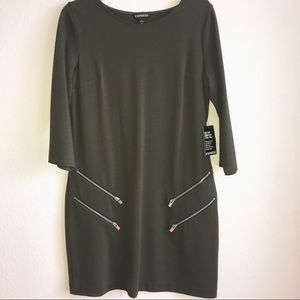 Zipper Accented Pockets Dress